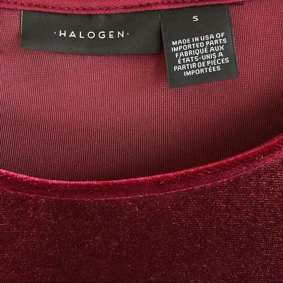 Halogen Velour Bubble Sleeve Top In Burgundy Stem - Picture 4 of 6